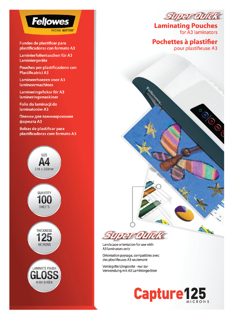Lamineerhoes Fellowes A4 Superquick 2x125micron 100 stuks