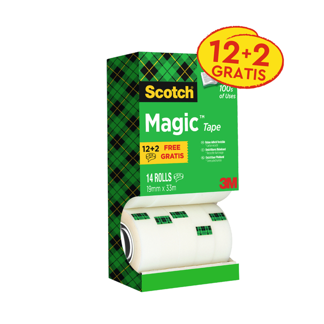 Plakband Scotch Magic 810 19mmx33m onzichtbaar mat 12+2 gratis Plakband Scotch Magic 810 19mmx33m onzichtbaar mat 12+2 gratis