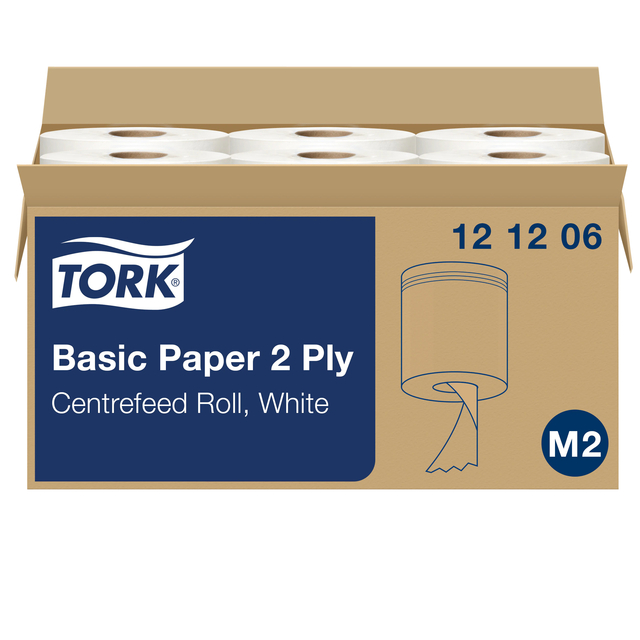 Poetspapier Tork M2 Basic Universal 2-laags 160m wit 121206 Poetspapier Tork M2 Basic Universal 2-laags 160m wit 121206