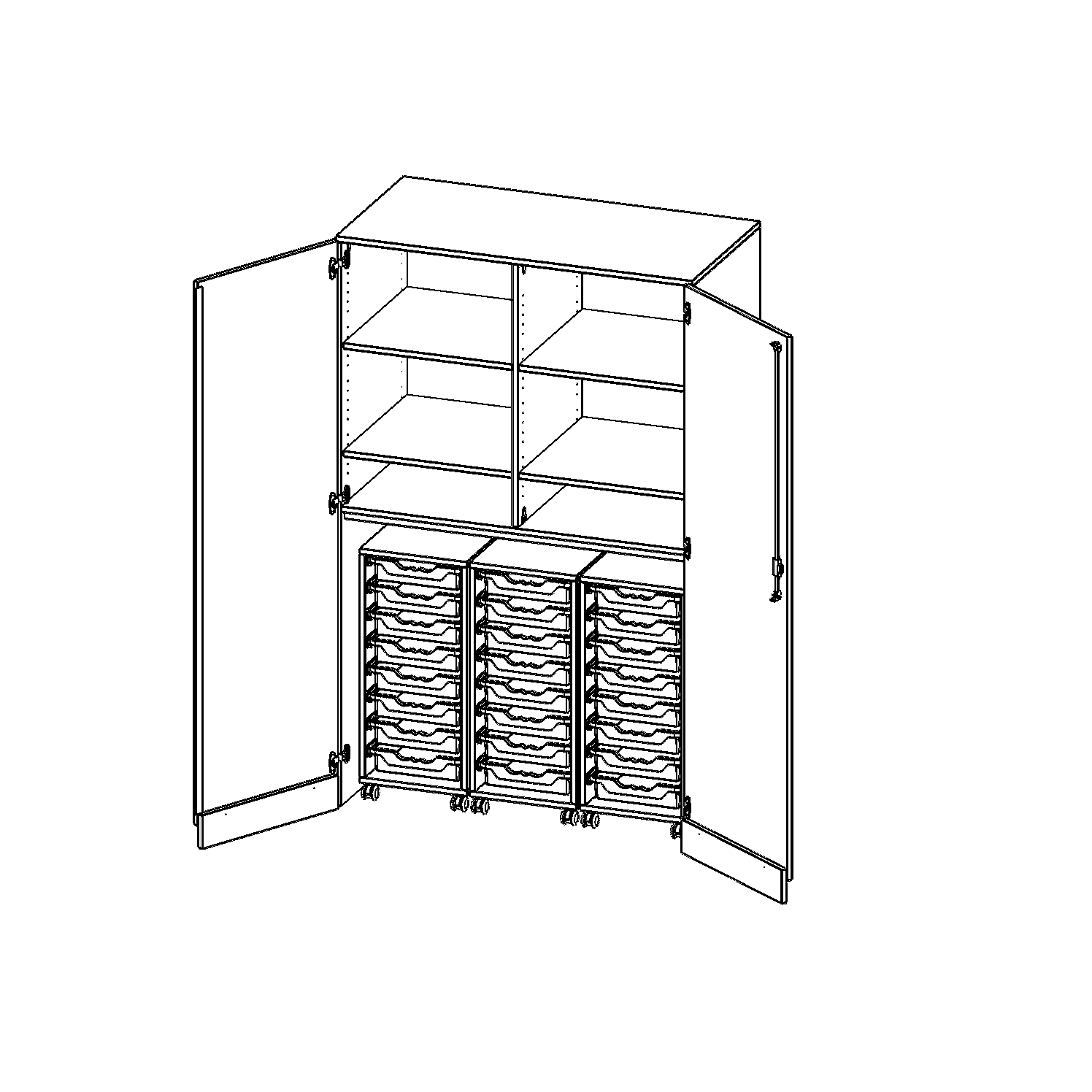 Garagekast zonder onderstel, 5 ordnerhoogtes - serie evo180
