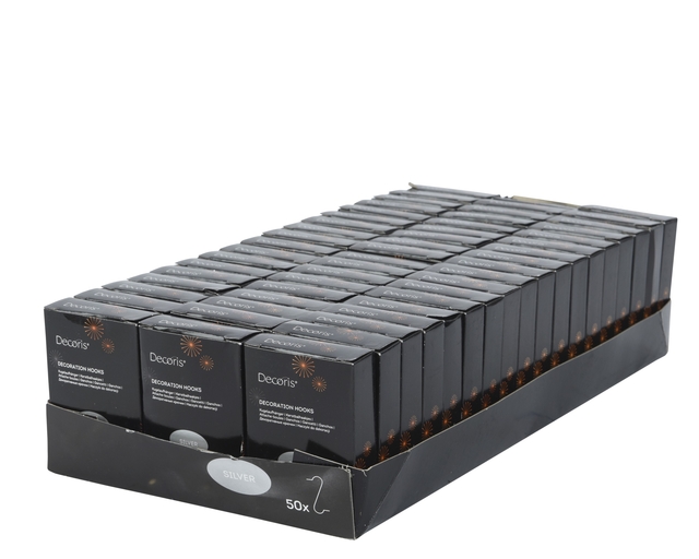 decoratiehaken, zilverkleurig, ophanghaken, verpakking met 50 stuks