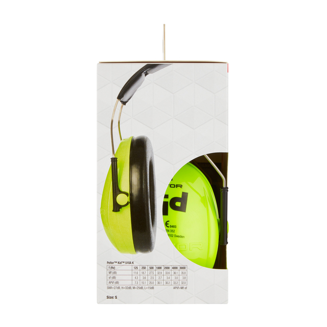 Oorkap 3M Peltor voor kinderen  H510AK (87-98 dB) neongroen