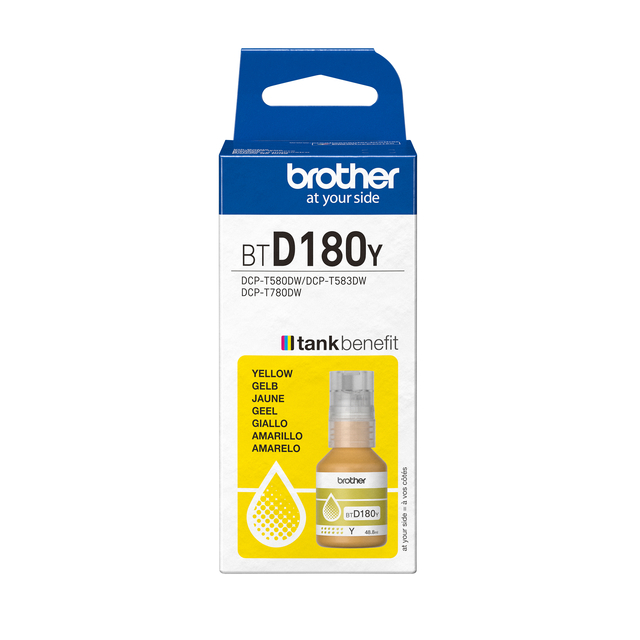 Navulinkt Brother BT-D180Y geel Navulinkt Brother BT-D180Y geel