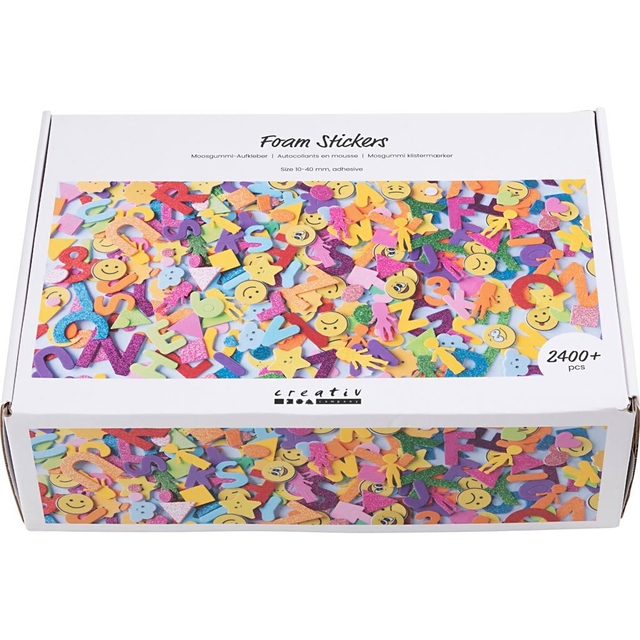 foamstickers, kleurvolle vormen, emoji gezichten, kunststof knutsel, 2400+ stuks