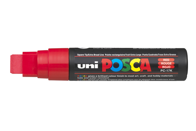 Paintmarker Uni POSCA PC17K extra breed rechthoek rood Paintmarker Uni POSCA PC17K extra breed rechthoek rood