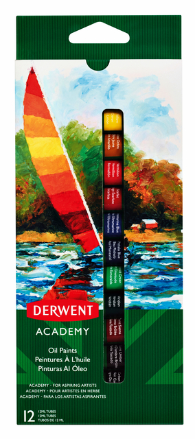 Olieverf Derwent Academy blister à 12 tubes à 12ml assorti Olieverf Derwent Academy blister à 12 tubes à 12ml assorti