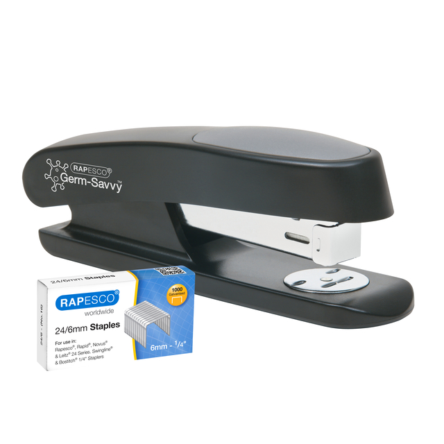 Nietmachine Rapesco Germ-Savvy Less Effort Eco Sting Ray antibacterieel zwart