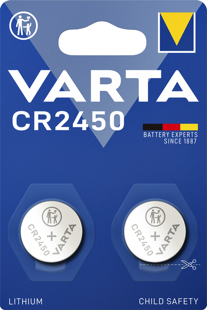 Batterij Varta knoopcel CR2450 lithium blister à 2stuk Batterij Varta knoopcel CR2450 lithium blister à 2stuk