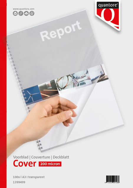 Voorblad Quantore A3 PVC 200 micron transparant 100 stuks Voorblad Quantore A3 PVC 200 micron transparant 100 stuks