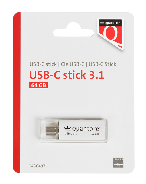 USB-stick Quantore USB-C 64GB 3.1 zilver USB-stick Quantore USB-C 64GB 3.1 zilver