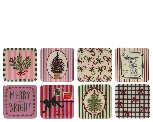 kerstservetten, kerstmotief, rood en groen, kerstboom, gestreept