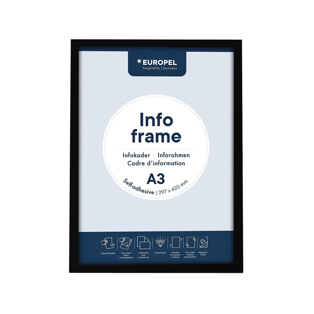 Infokader Europel zelfklevend A3 zwart Infokader Europel zelfklevend A3 zwart