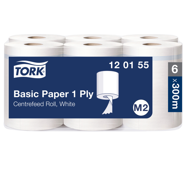 Poetspapier Tork M2 Basic Universal 1-laags 300m wit 120155 Poetspapier Tork M2 Basic Universal 1-laags 300m wit 120155