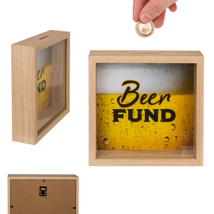 Houten spaarpot voor bier - Beer Fund Houten spaarpot voor bier - Beer Fund