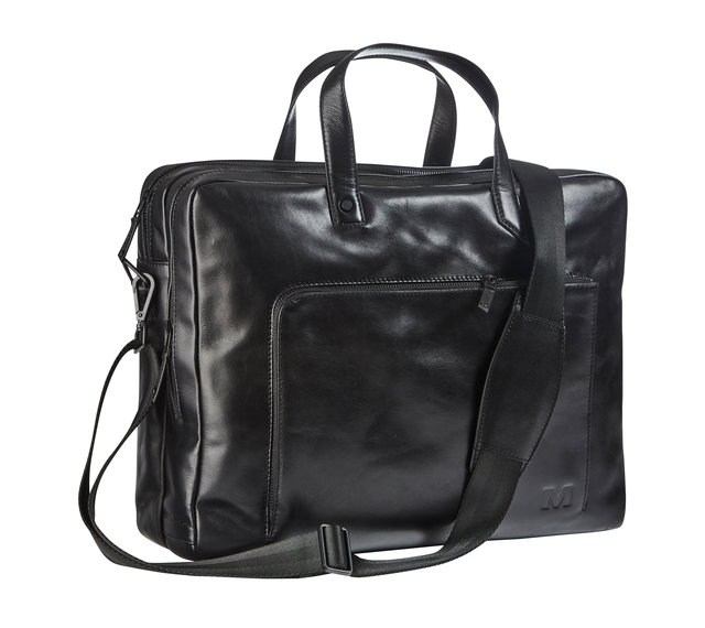 Businesstas Maverick All Black met laptopvak 15,6" leer zwart Businesstas Maverick All Black met laptopvak 15,6" leer zwart