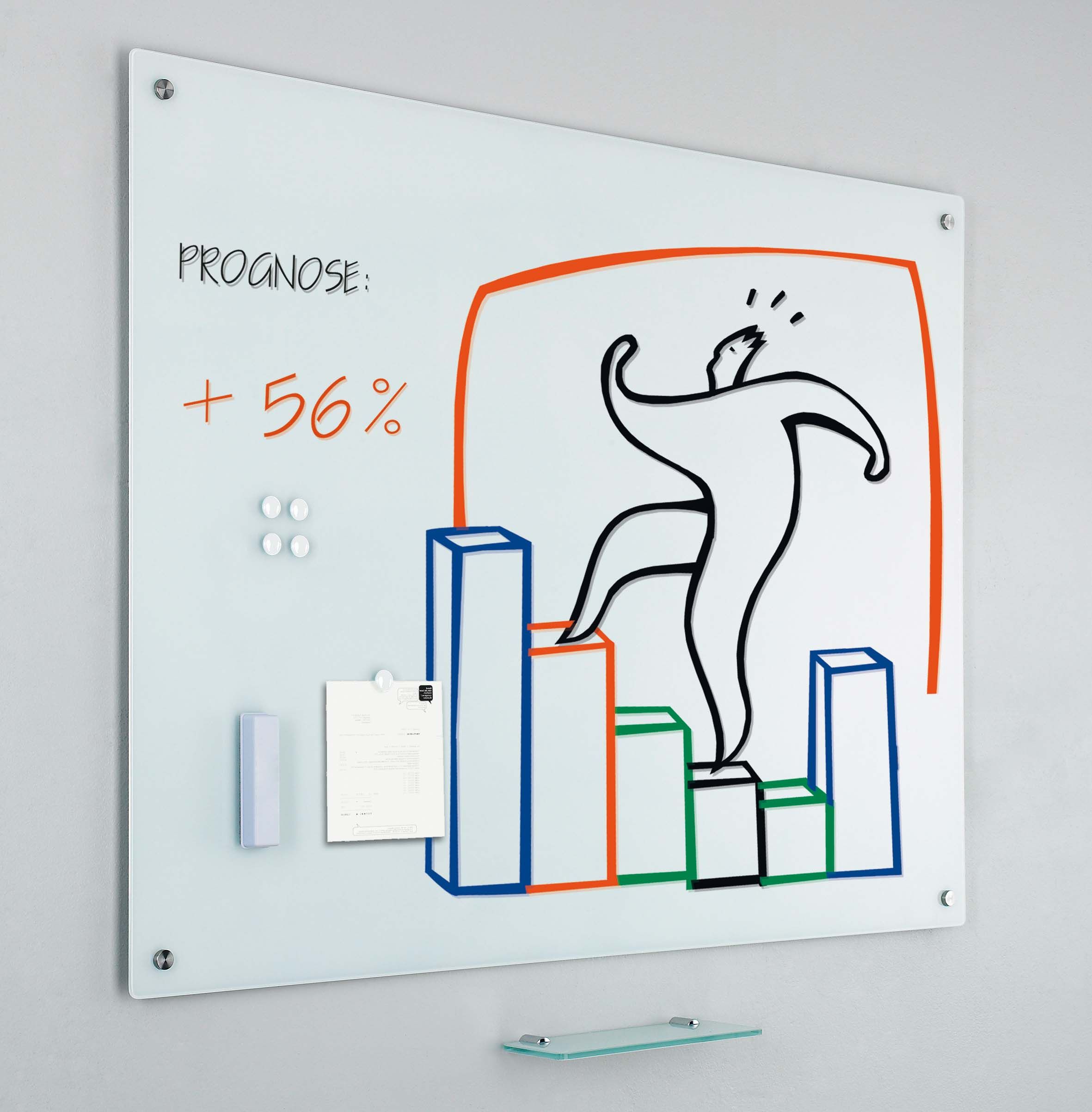 Glass2write glasbord, magneethoudend, wit  - 100x150 cm