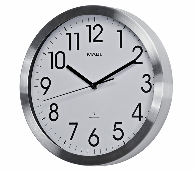 Wandklok MAUL Move RC Ø305x45mm aluminium frame wit incl. batterij