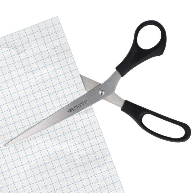 schaar, keuken, metalen, zwart-handvat, kantoor