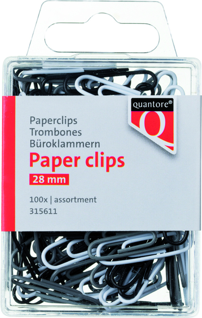 Paperclip Quantore blister 28mm assorti 100 stuks Paperclip Quantore blister 28mm assorti 100 stuks