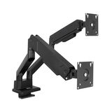 monitorarm, articulatingarm, deskmount, metal, zwart