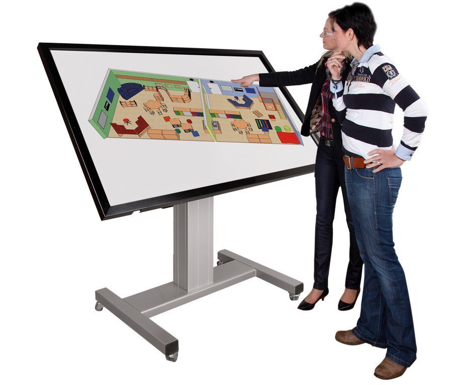 Verrijdbaar, elektrisch kantelbaar en hoogte verstelbaar TV standaard 84-134 cm voor 42 tot 84 inch schermen, H-onderstel