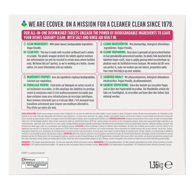afwasmiddel, tablet, biologisch afbreekbaar, recycleerbaar, 1,36 kg