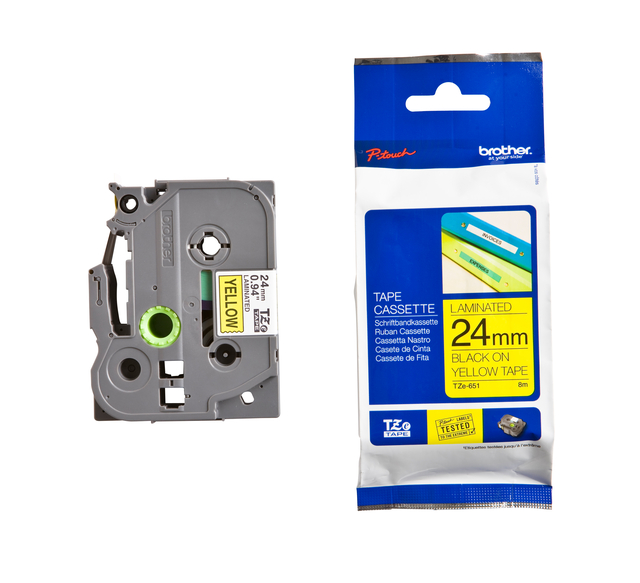 Labeltape Brother P-touch TZe-651 standaard 24mm zwart op geel