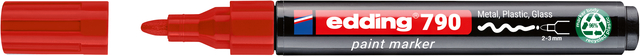 Paintmarker edding 790 op alcoholbasis 2-3mm rood Paintmarker edding 790 op alcoholbasis 2-3mm rood