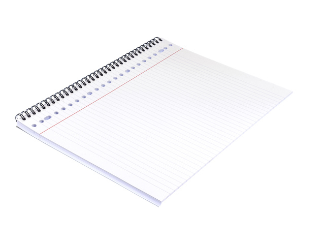 notebook, spiral-bound, gelijnd papier?, gedrukt?, lijntpapier