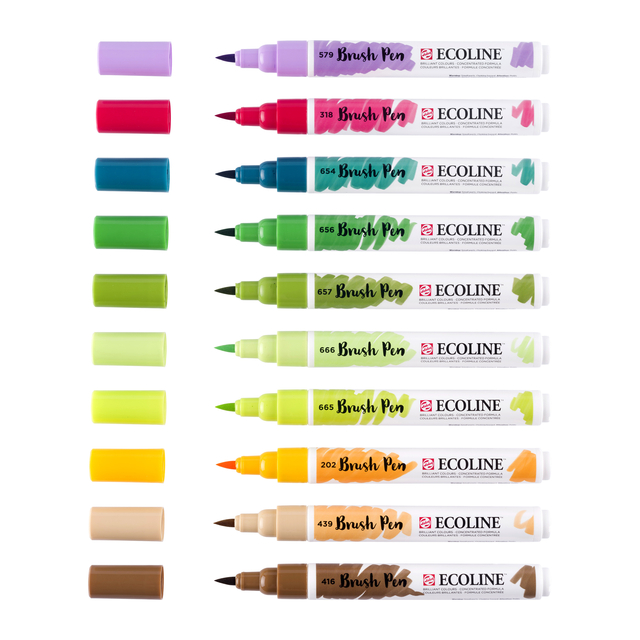 Brushpen Talens Ecoline set à 10 stuks botanisch
