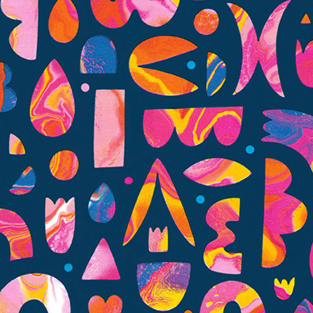 abstract, patroon, kleurig, geometrisch, donkerblauw achtergrond