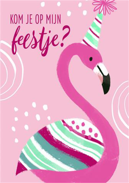 feest, feestkaart, flamingo, party, pink