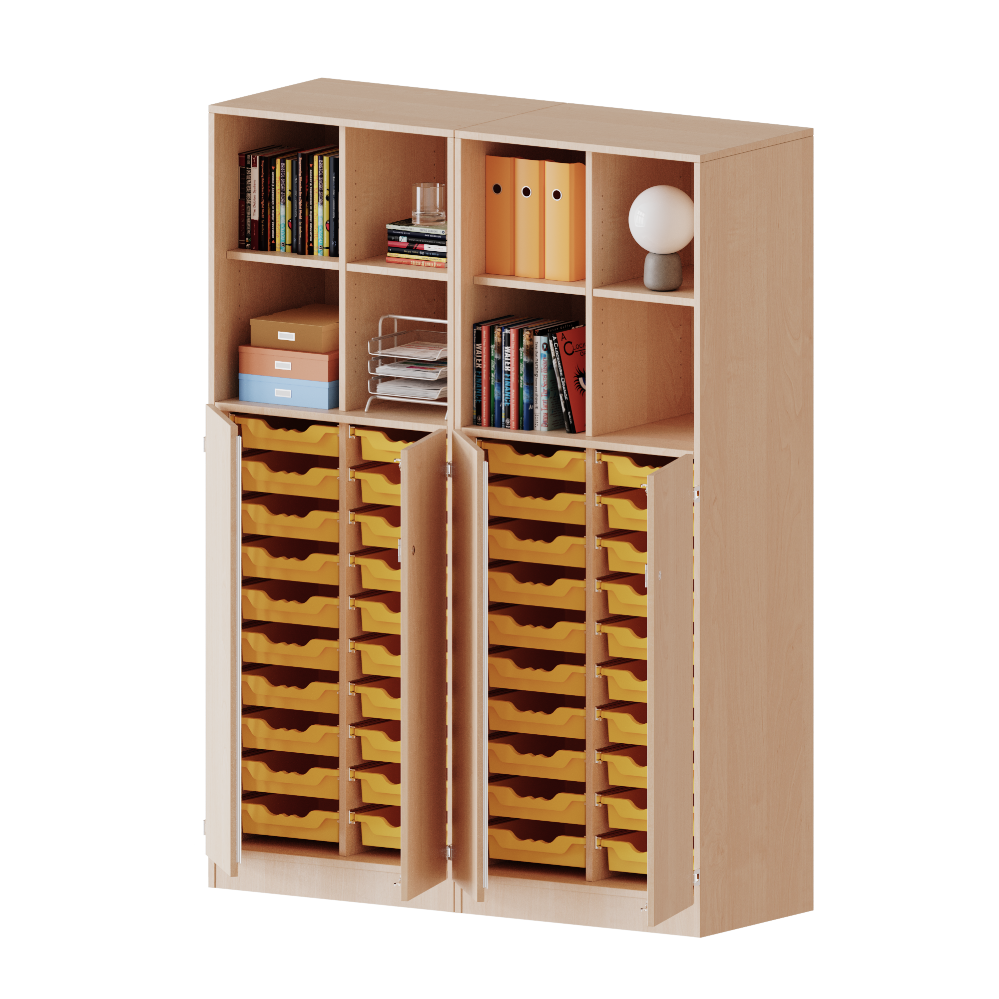 ErgoTray combikast, vier rijen, twee delen, 5 ordnerhoogtes - evo180 serie