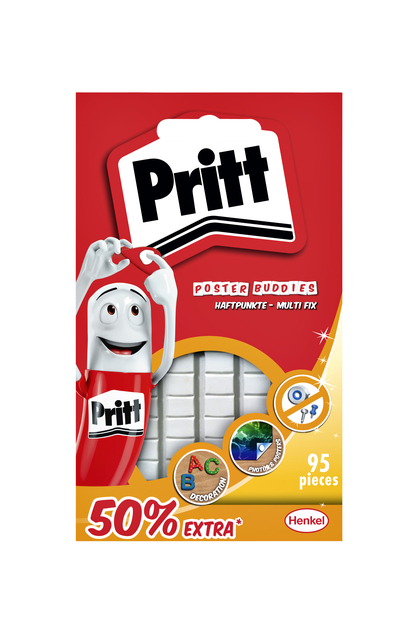 Poster Buddies Pritt dubbelzijdige kleefpads voor oa posters blister à 95 stuks 50% gratis Poster Buddies Pritt dubbelzijdige kleefpads voor oa posters blister à 95 stuks 50% gratis
