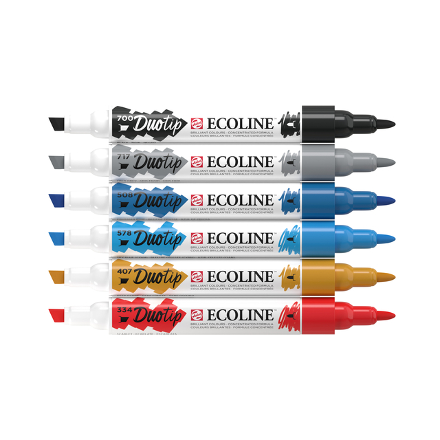 Duotip Talens Ecoline set à 6 stuks stadslandschap