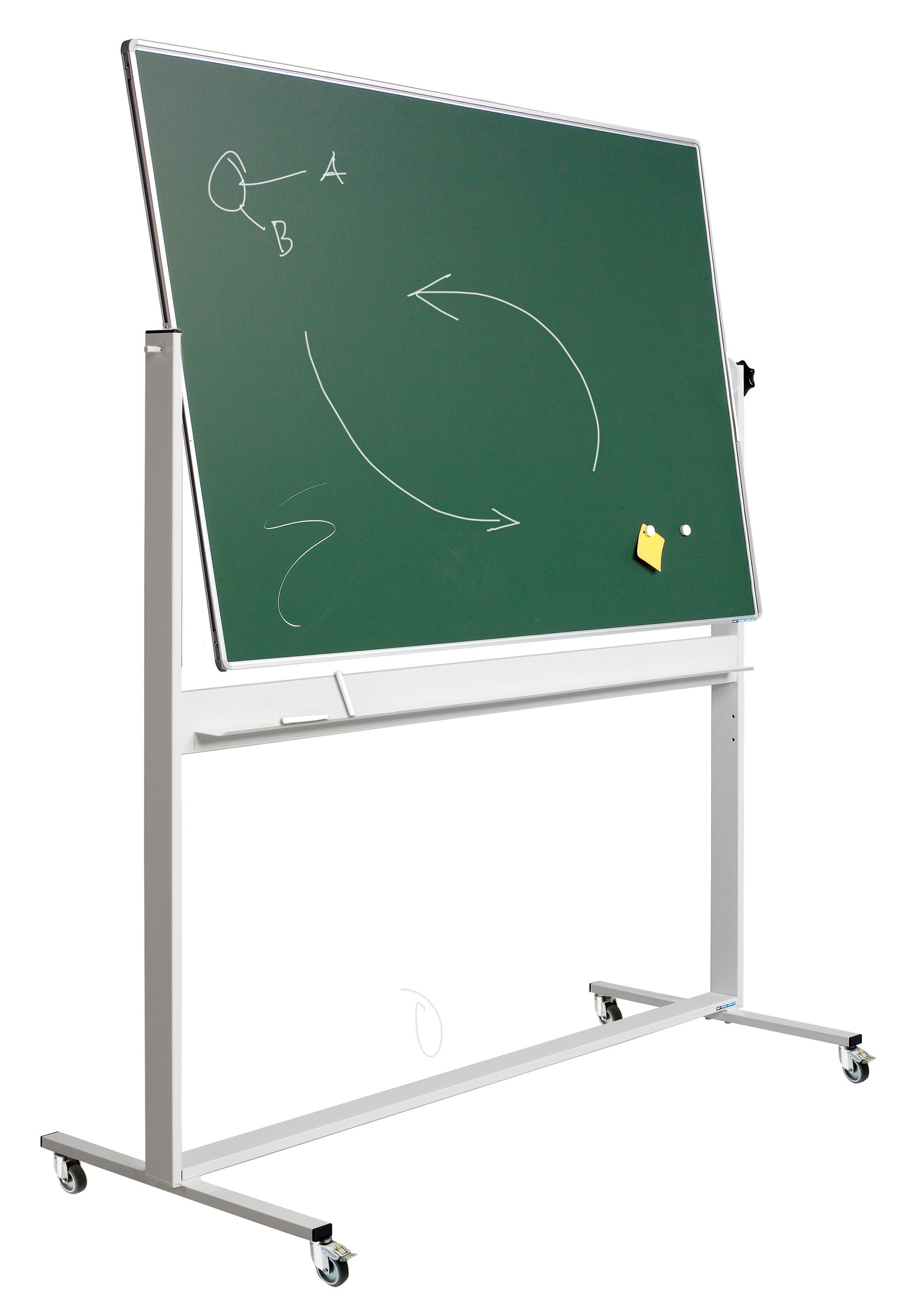 Kantelbord whiteboard, dubbelzijdig krijt groen - 100x150 cm