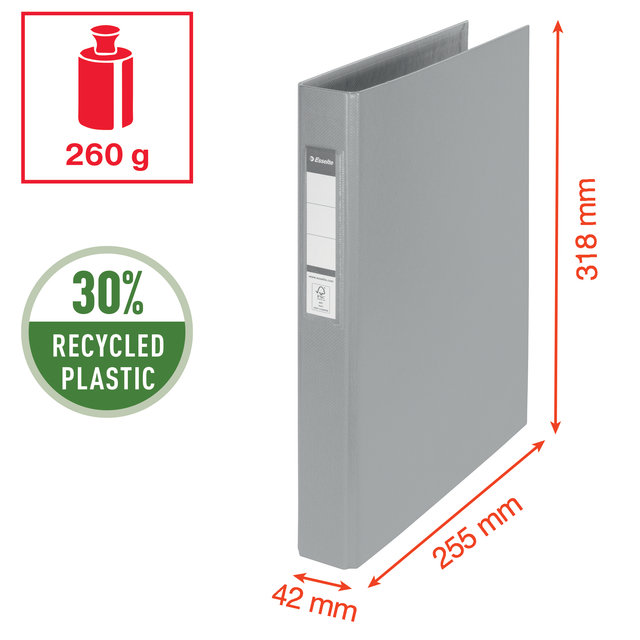 binder, ring binder, gray, plastic, label spine