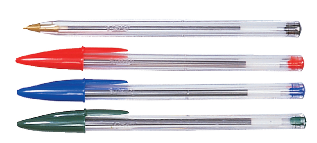 Balpen Bic Cristal medium assorti in tubo verpakking Balpen Bic Cristal medium assorti in tubo verpakking