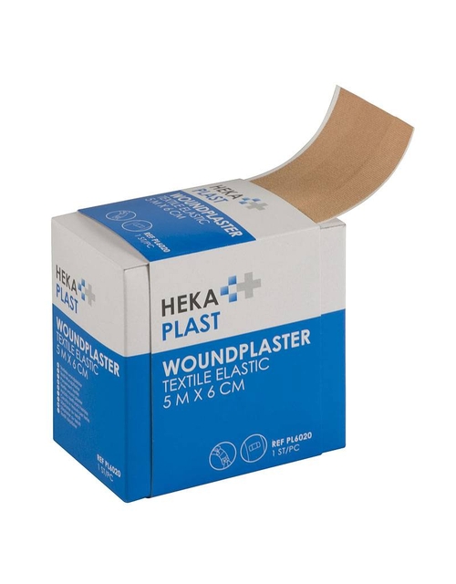 wondplaster, textile, elastic, 5m x 6cm, bandage