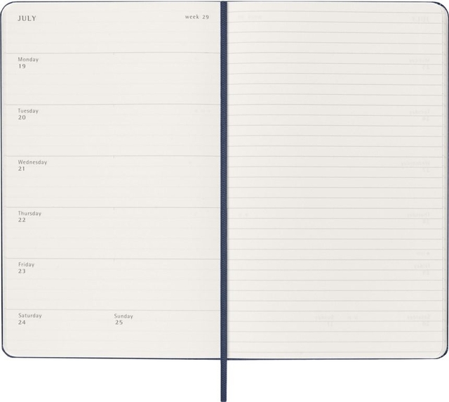 notebook, open planner, week view, lining, calendar notebook