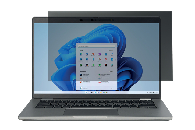 laptop, privacyfilter, grijze behuizing, zwart toetsenbord