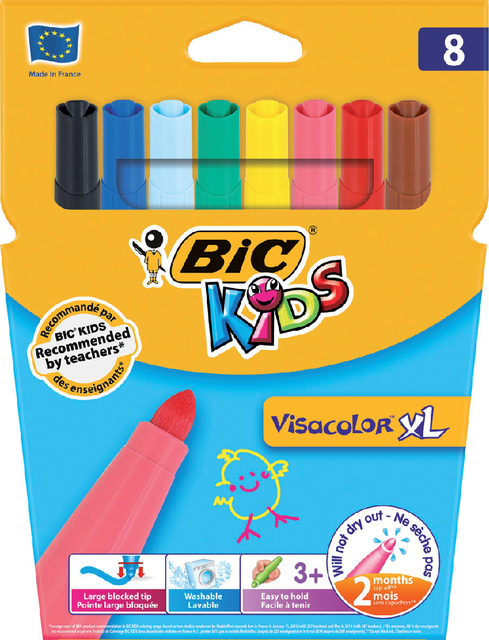 Kleurstiften BicKids Visacolor XL assorti blister à 8 stuks Kleurstiften BicKids Visacolor XL assorti blister à 8 stuks