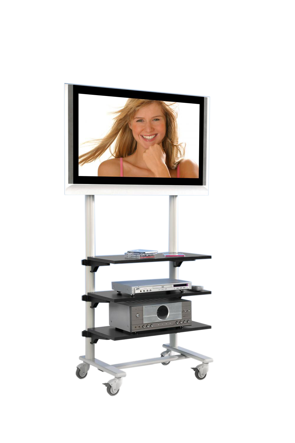 Tv-trolley, tv-rek voor tv' s tot 50 inch met 3 planken Tv-trolley, tv-rek voor tv' s tot 50 inch met 3 planken