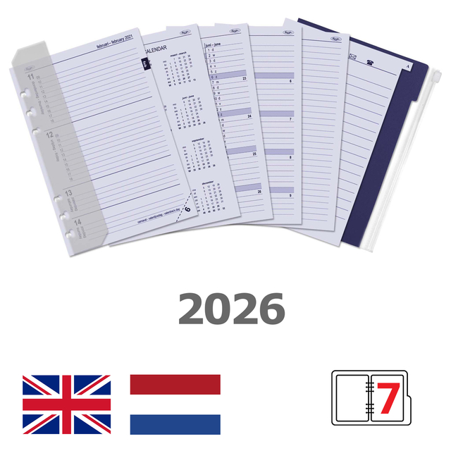 Agendavulling 2026 Kalpa A5 jaardoos 7dagen/2pagina's Agendavulling 2026 Kalpa A5 jaardoos 7dagen/2pagina's