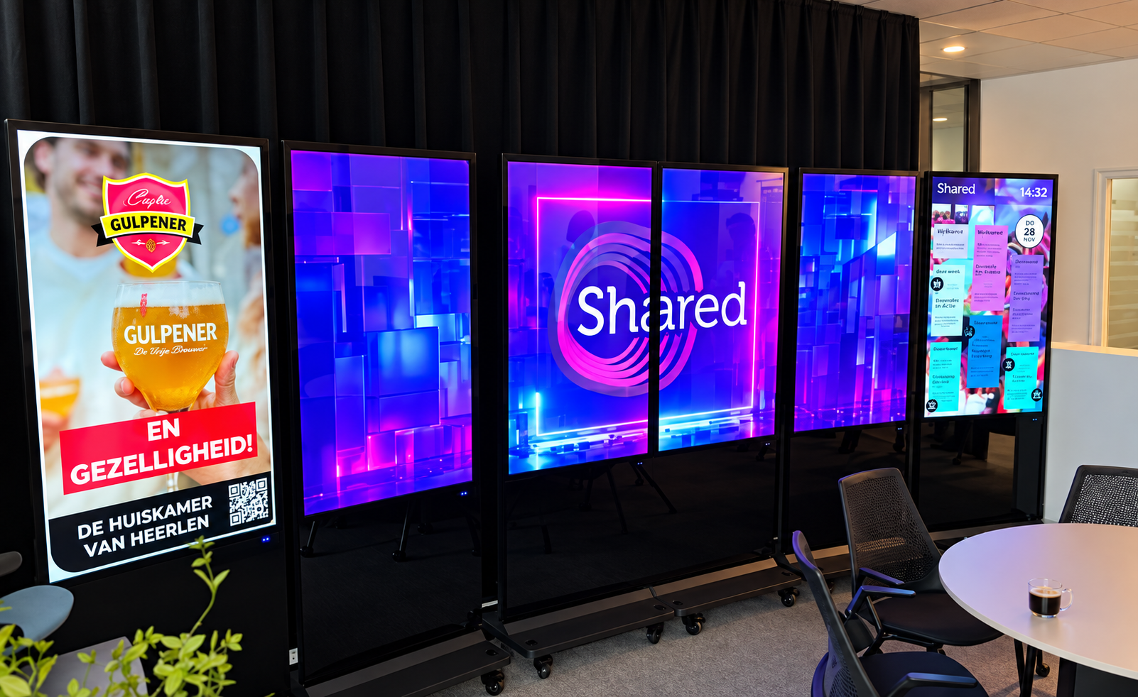 digitale schermen, reclamedisplay, mobiele standaard, staand scherm, touchscreen