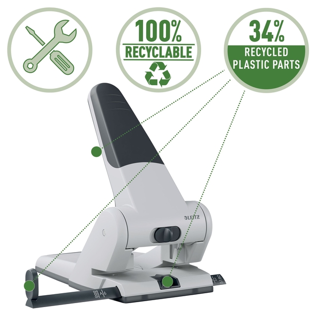 Perforator Leitz 5180 heavy duty 65 vel zilver