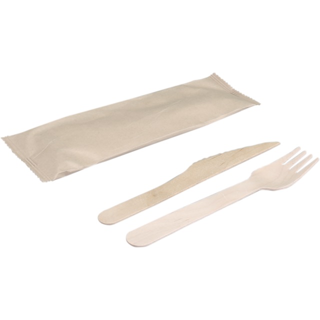 Biodore bestekset mes en vork hout naturel 4x100 stuks