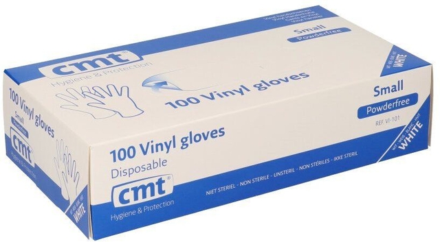 vinyl handschoenen,  disposable, 100 paar, poedervrij, wit