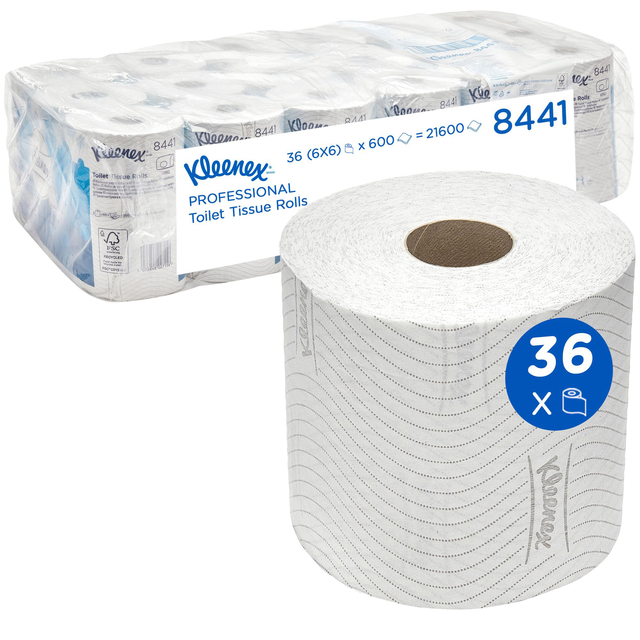 Toiletpapier Kleenex 2-laags 600 vel wit 8441 Toiletpapier Kleenex 2-laags 600 vel wit 8441