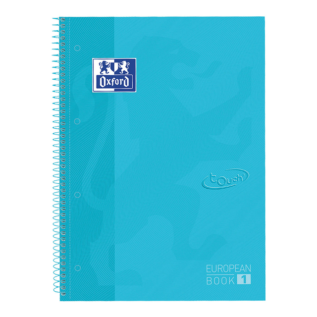 Notitieboek Oxford Touch Europeanbook A4+ 4-gaats lijn 80vel pastel blauw Notitieboek Oxford Touch Europeanbook A4+ 4-gaats lijn 80vel pastel blauw